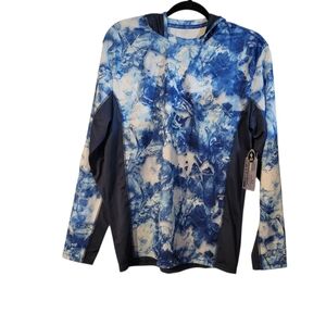 Huk Mossy Oak fracture hoodie shirt mens size small blue NWT